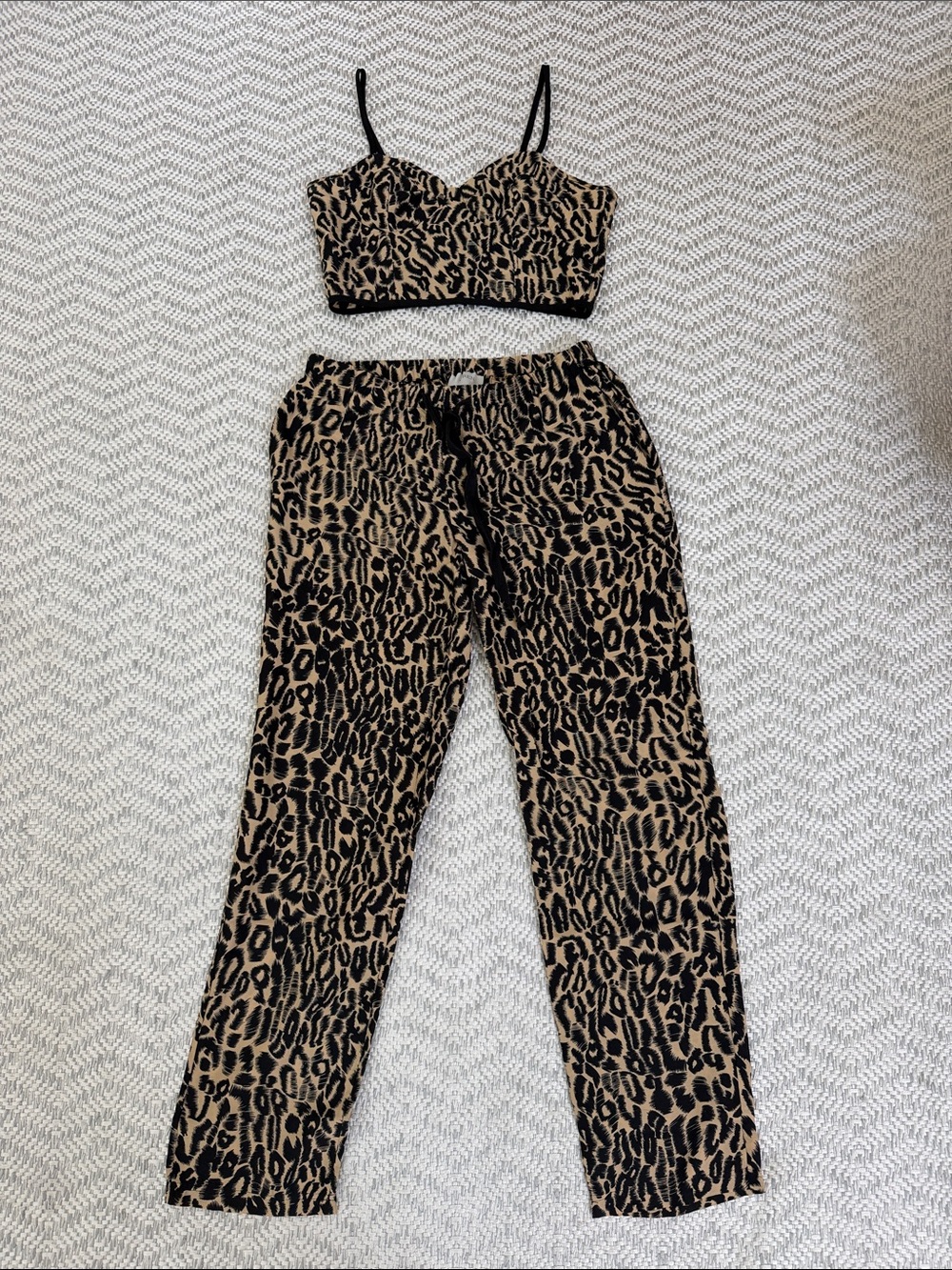 Women’s Wren Leopard Print Straight Leg Pants & Crop Top